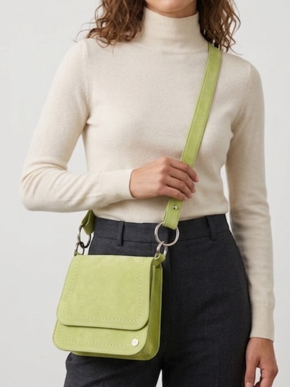 Jill Haber Green Suede Crossbody